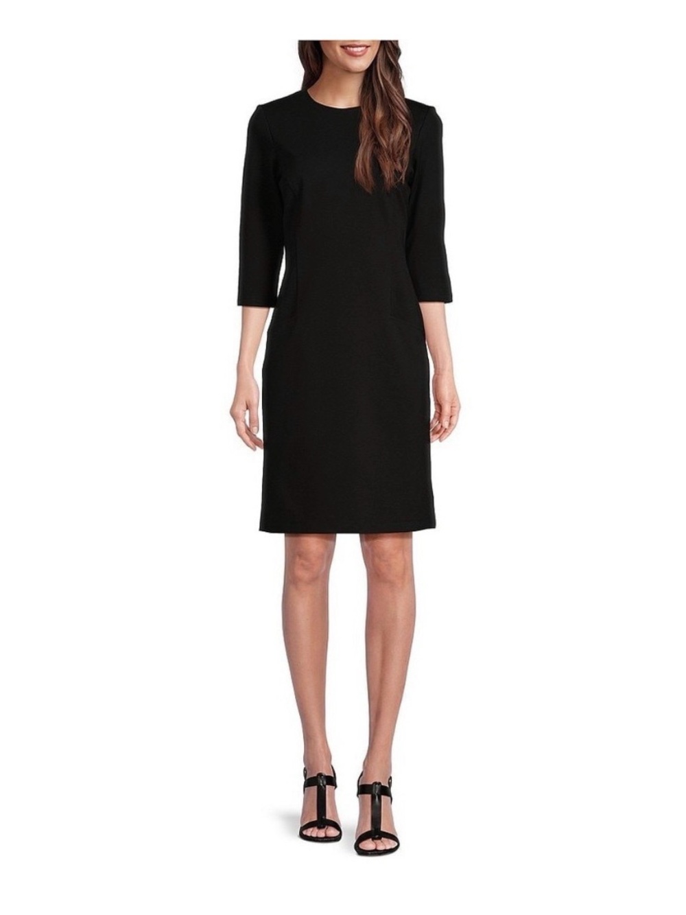J.McLaughlin‎ Solid Knit Catalyst Crew Neck 3/4 Sleeves Sheath Dress Size XS